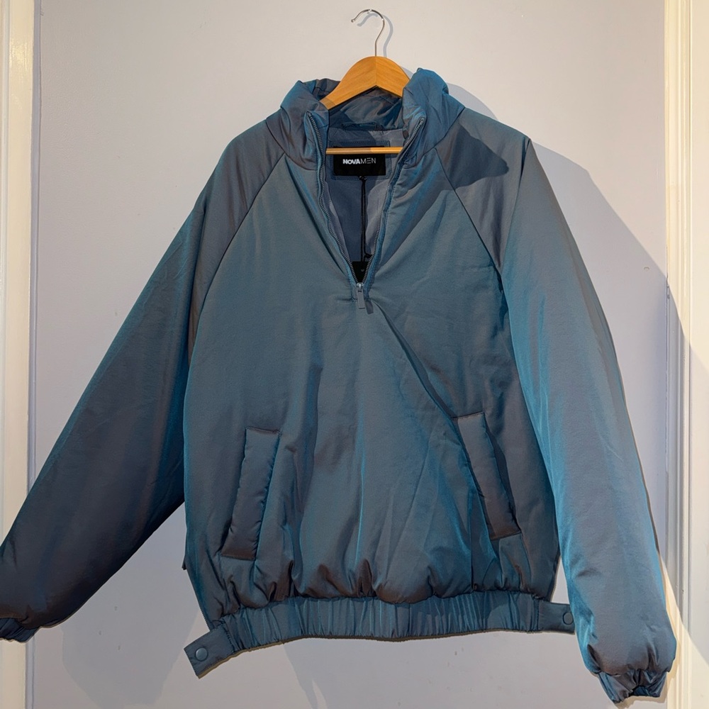 Fashion Nova, Nylon Crew New Puffer Jacket, Blue, Size Medium